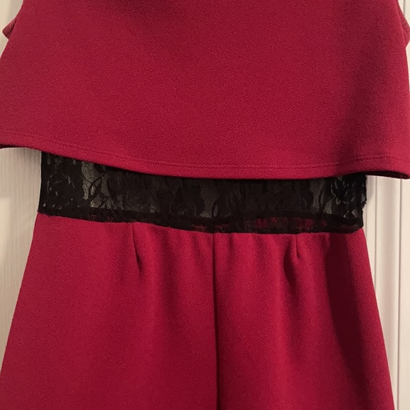 Charlotte Russe red and black lace romper - Picture 2 of 4